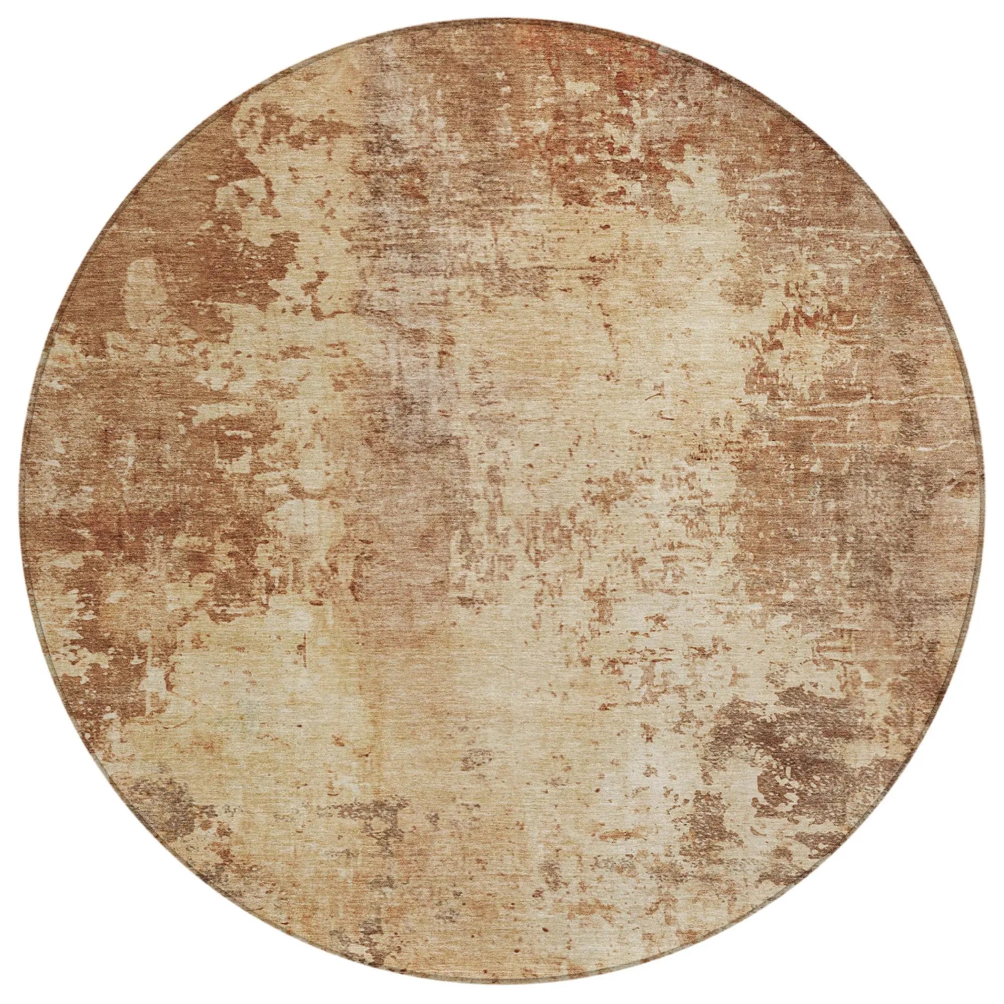 8' Copper And Orange Round Abstract Washable Indoor Outdoor Area Rug Homeroots Outdoor