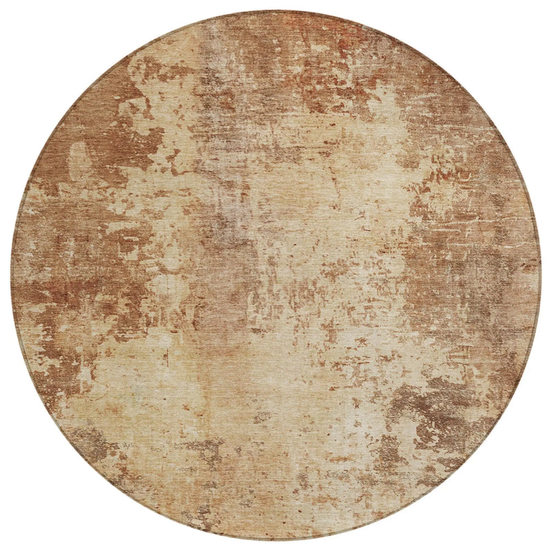 8' Copper And Orange Round Abstract Washable Indoor Outdoor Area Rug Homeroots Outdoor