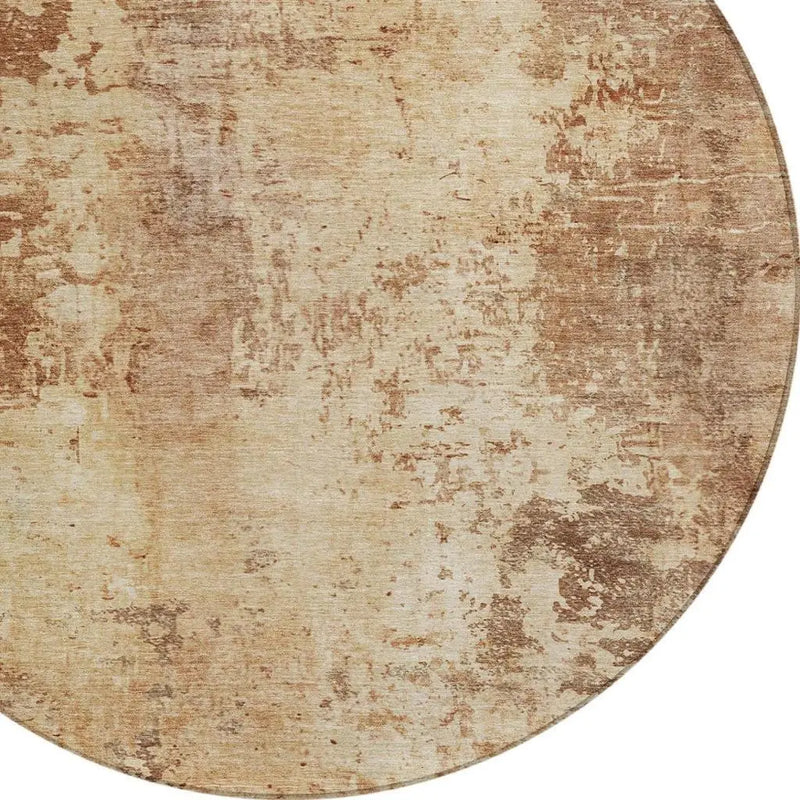 8' Copper And Orange Round Abstract Washable Indoor Outdoor Area Rug Homeroots Outdoor