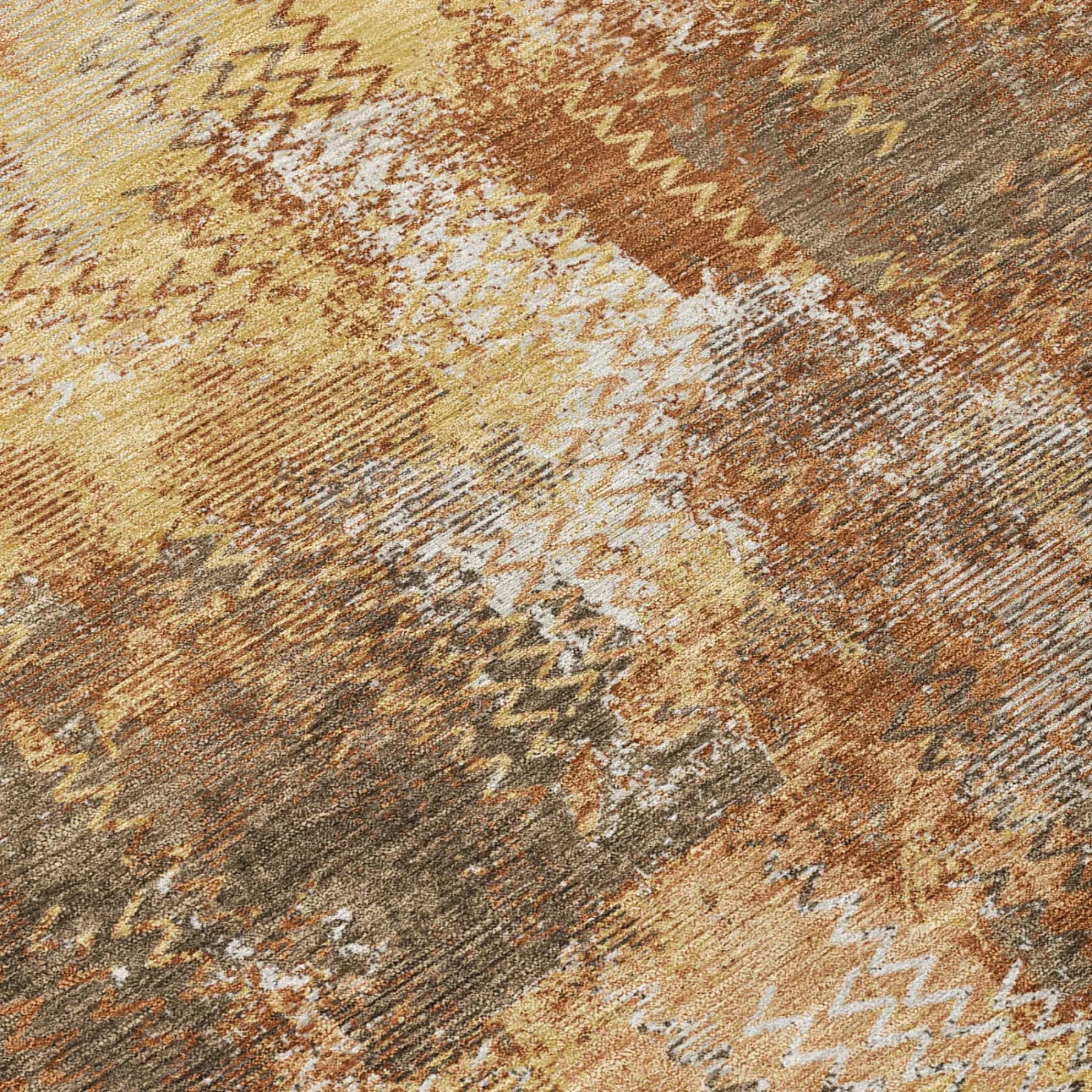 8' Copper And Orange Round Abstract Washable Indoor Outdoor Area Rug Homeroots Outdoor