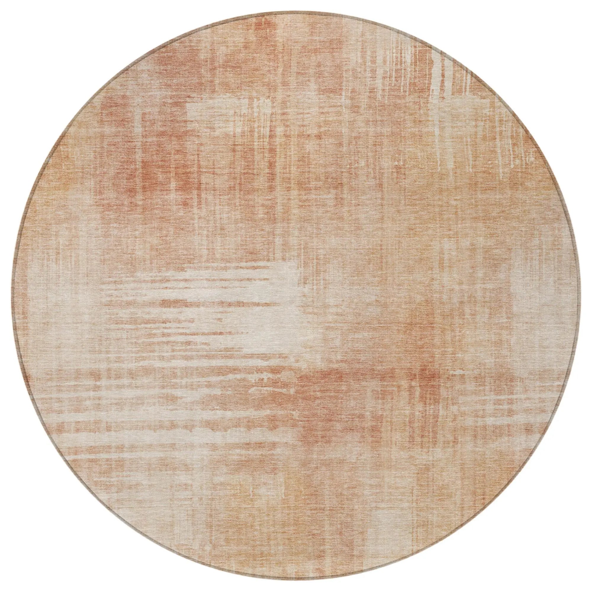 8' Copper And Orange Round Abstract Washable Indoor Outdoor Area Rug Homeroots Outdoor