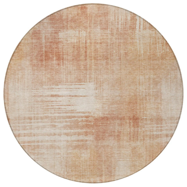 8' Copper And Orange Round Abstract Washable Indoor Outdoor Area Rug Homeroots Outdoor