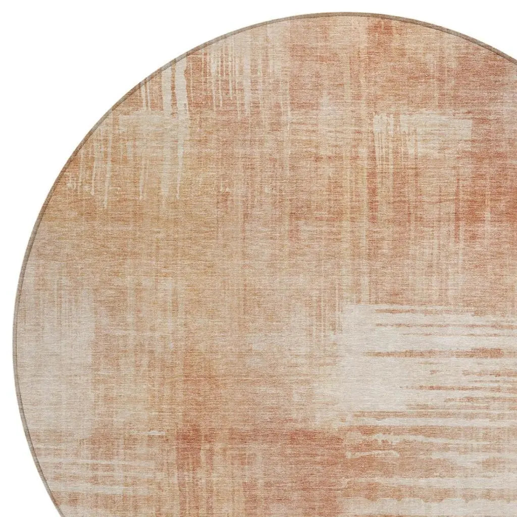 8' Copper And Orange Round Abstract Washable Indoor Outdoor Area Rug Homeroots Outdoor
