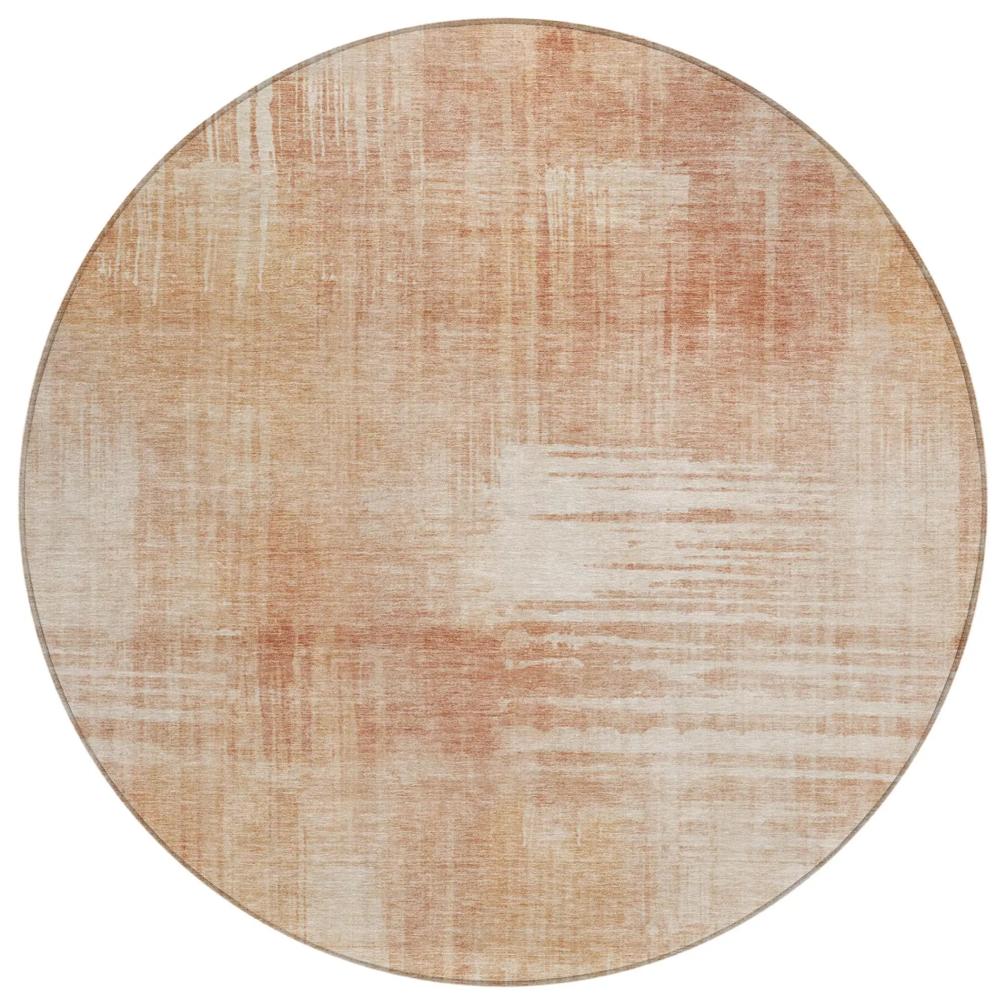 8' Copper And Orange Round Abstract Washable Indoor Outdoor Area Rug Homeroots Outdoor