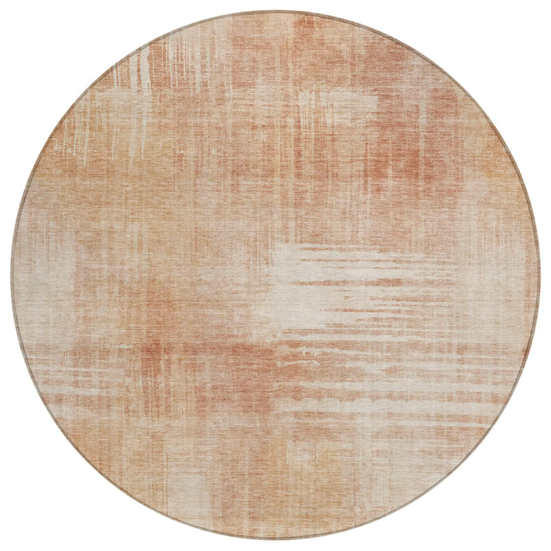 8' Copper And Orange Round Abstract Washable Indoor Outdoor Area Rug Homeroots Outdoor