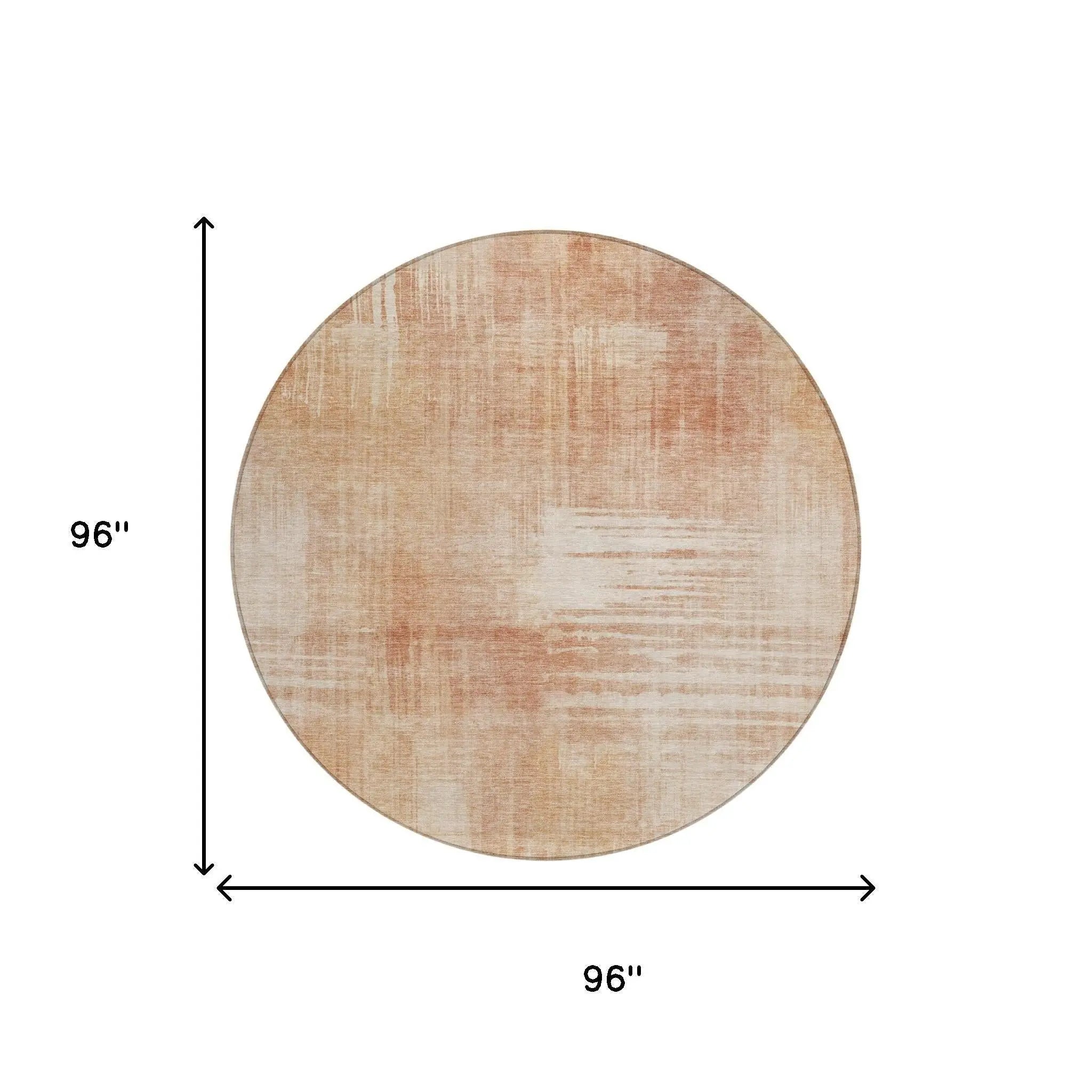 8' Copper And Orange Round Abstract Washable Indoor Outdoor Area Rug Homeroots Outdoor