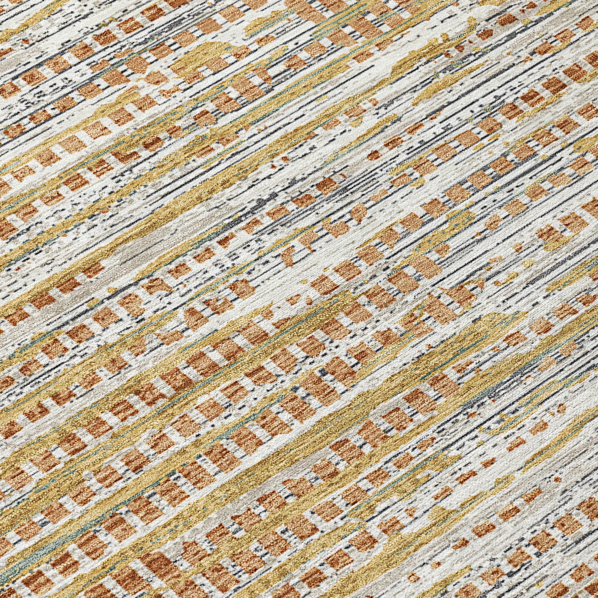 8' Copper And Orange Round Abstract Washable Indoor Outdoor Area Rug Homeroots Outdoor