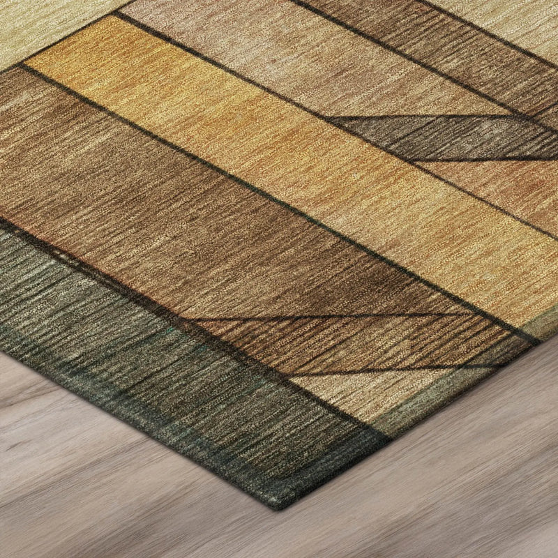 8' Copper And Orange Round Geometric Washable Indoor Outdoor Area Rug Homeroots Outdoor