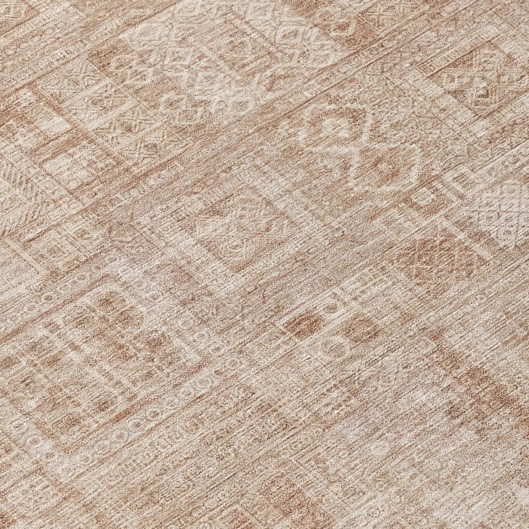 8' Copper And Orange Round Oriental Washable Indoor Outdoor Area Rug Homeroots Outdoor