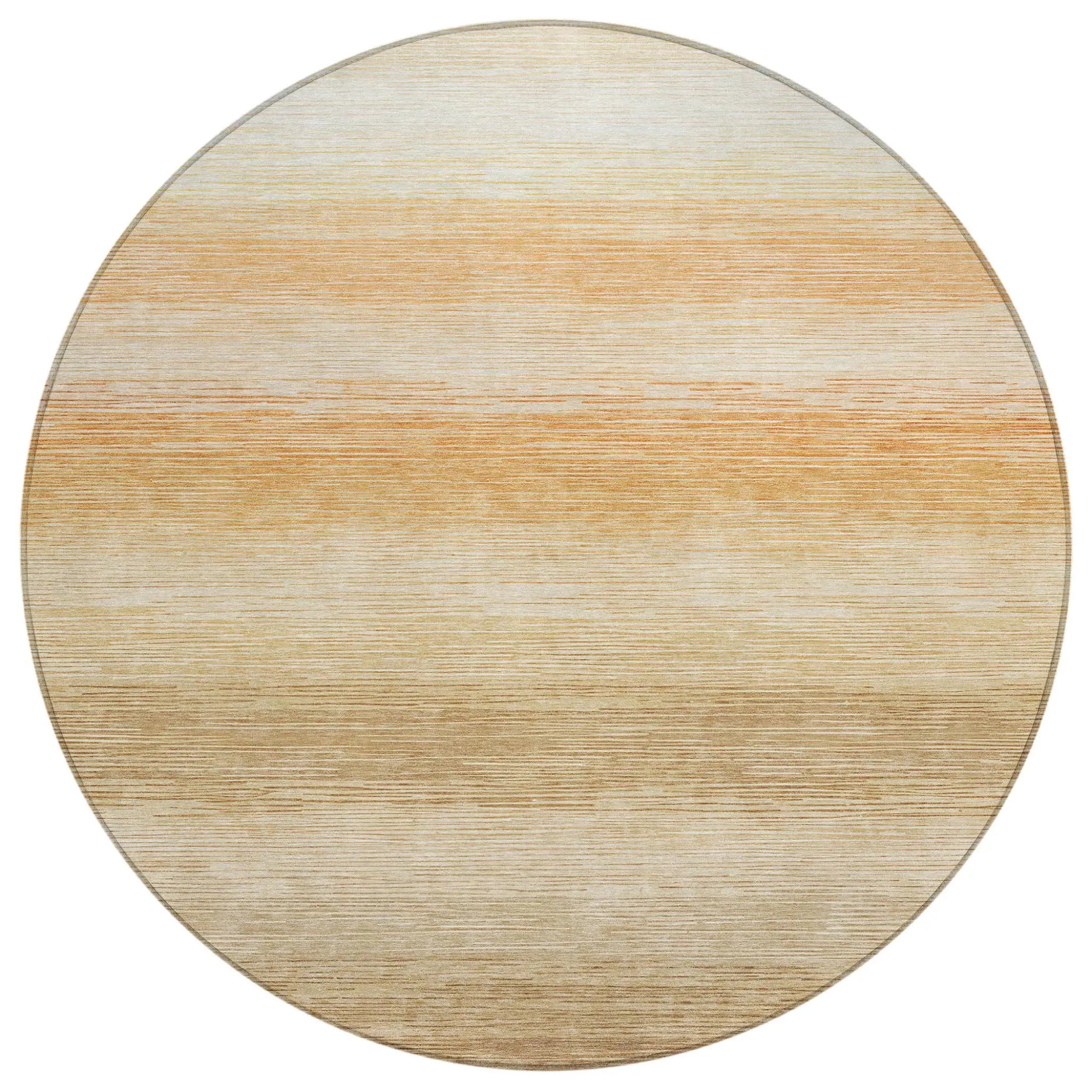 8' Copper And Orange Round Striped Washable Indoor Outdoor Area Rug Homeroots Outdoor