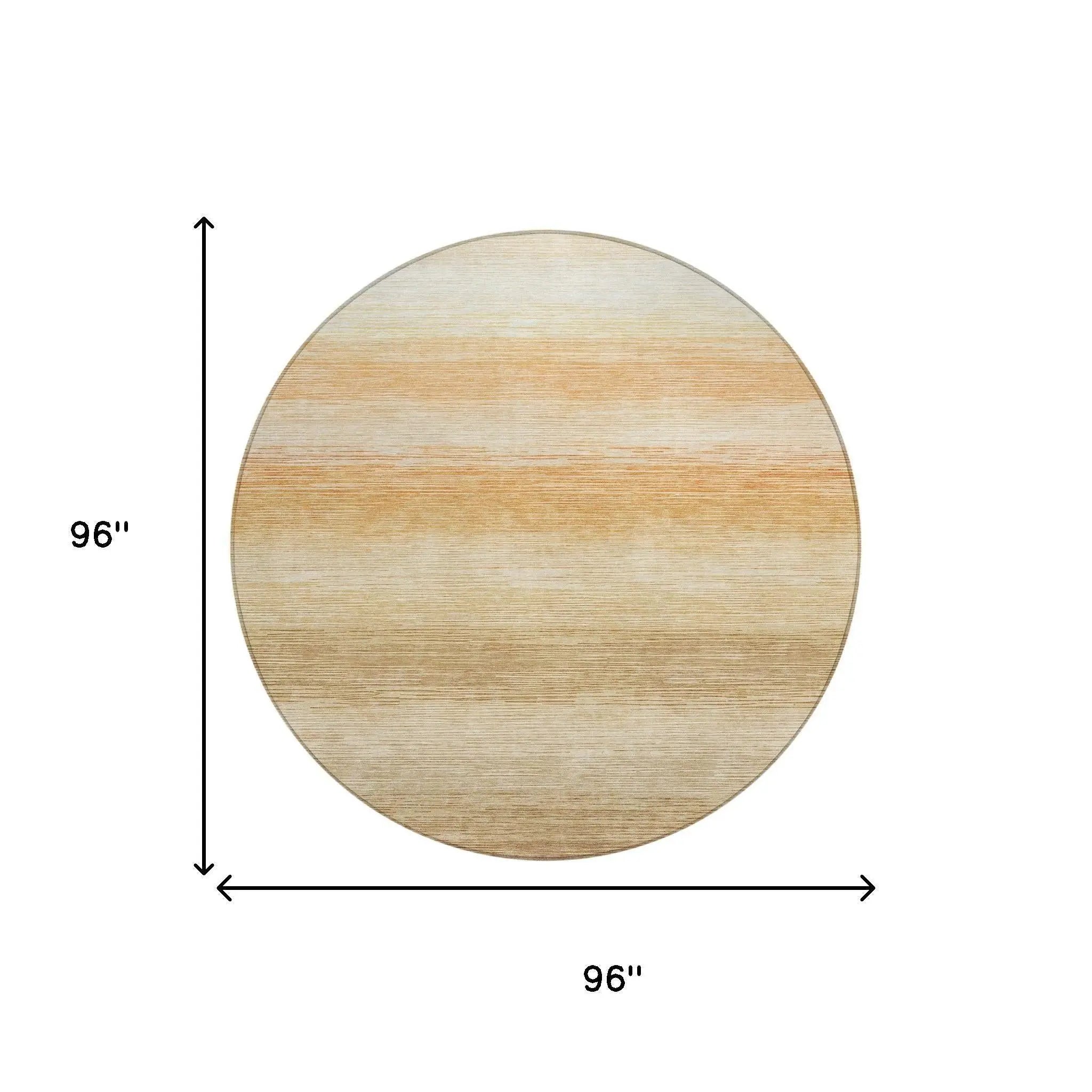 8' Copper And Orange Round Striped Washable Indoor Outdoor Area Rug Homeroots Outdoor