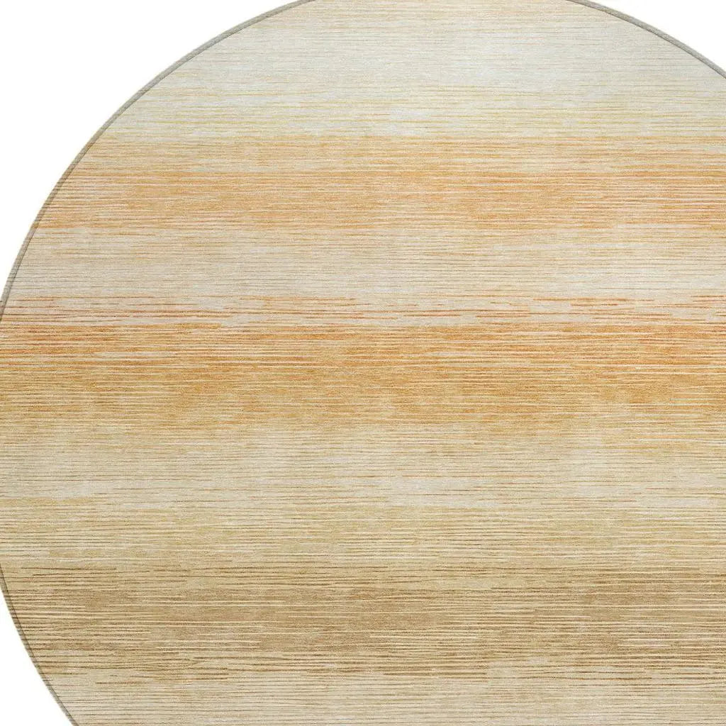 8' Copper And Orange Round Striped Washable Indoor Outdoor Area Rug Homeroots Outdoor