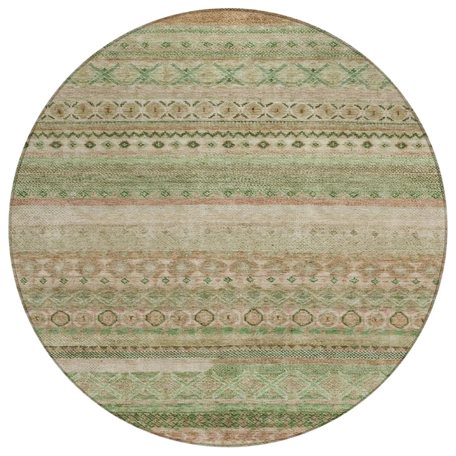 8' Copper And Orange Round Striped Washable Indoor Outdoor Area Rug Homeroots Outdoor