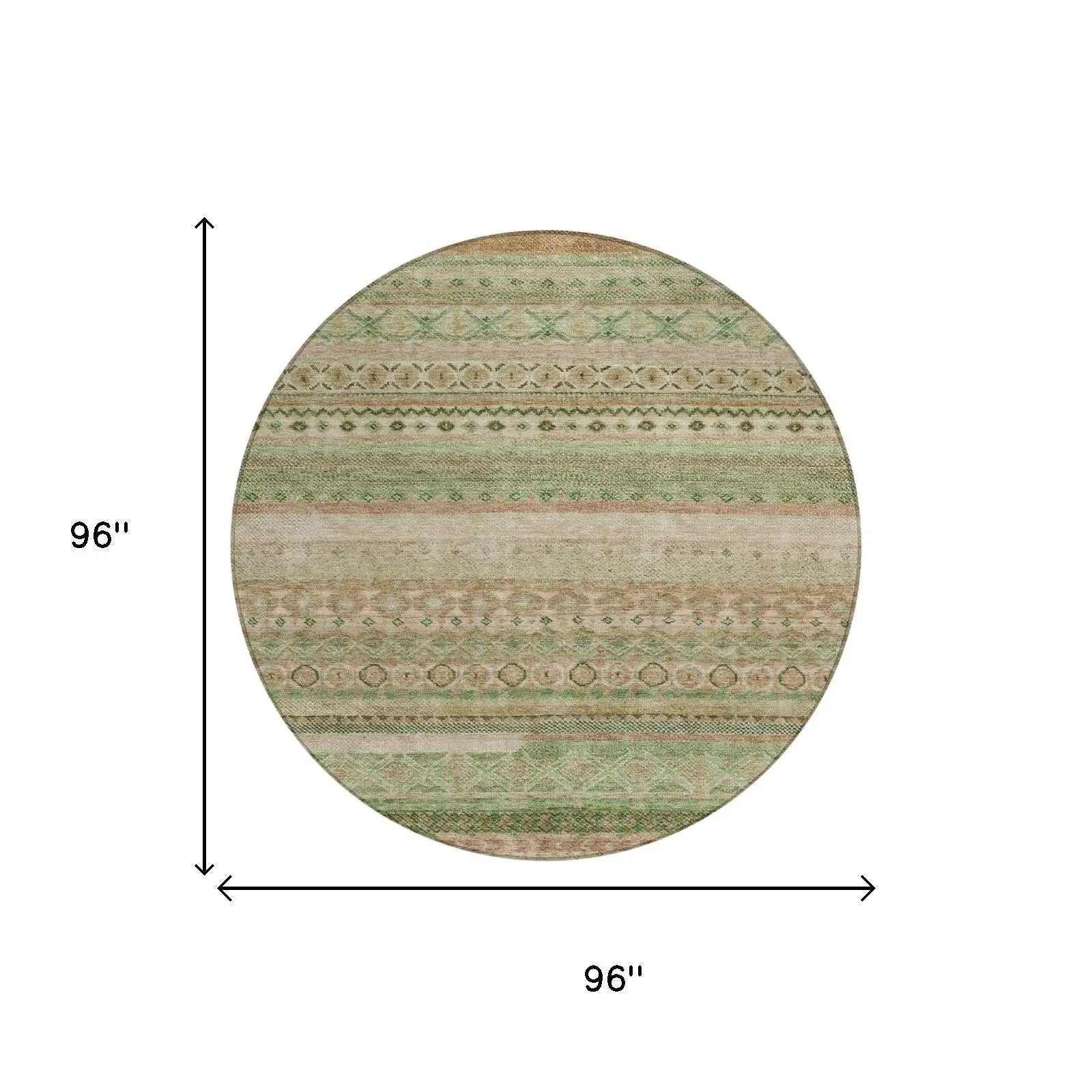 8' Copper And Orange Round Striped Washable Indoor Outdoor Area Rug Homeroots Outdoor