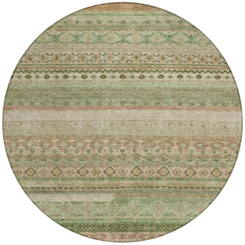 8' Copper And Orange Round Striped Washable Indoor Outdoor Area Rug Homeroots Outdoor