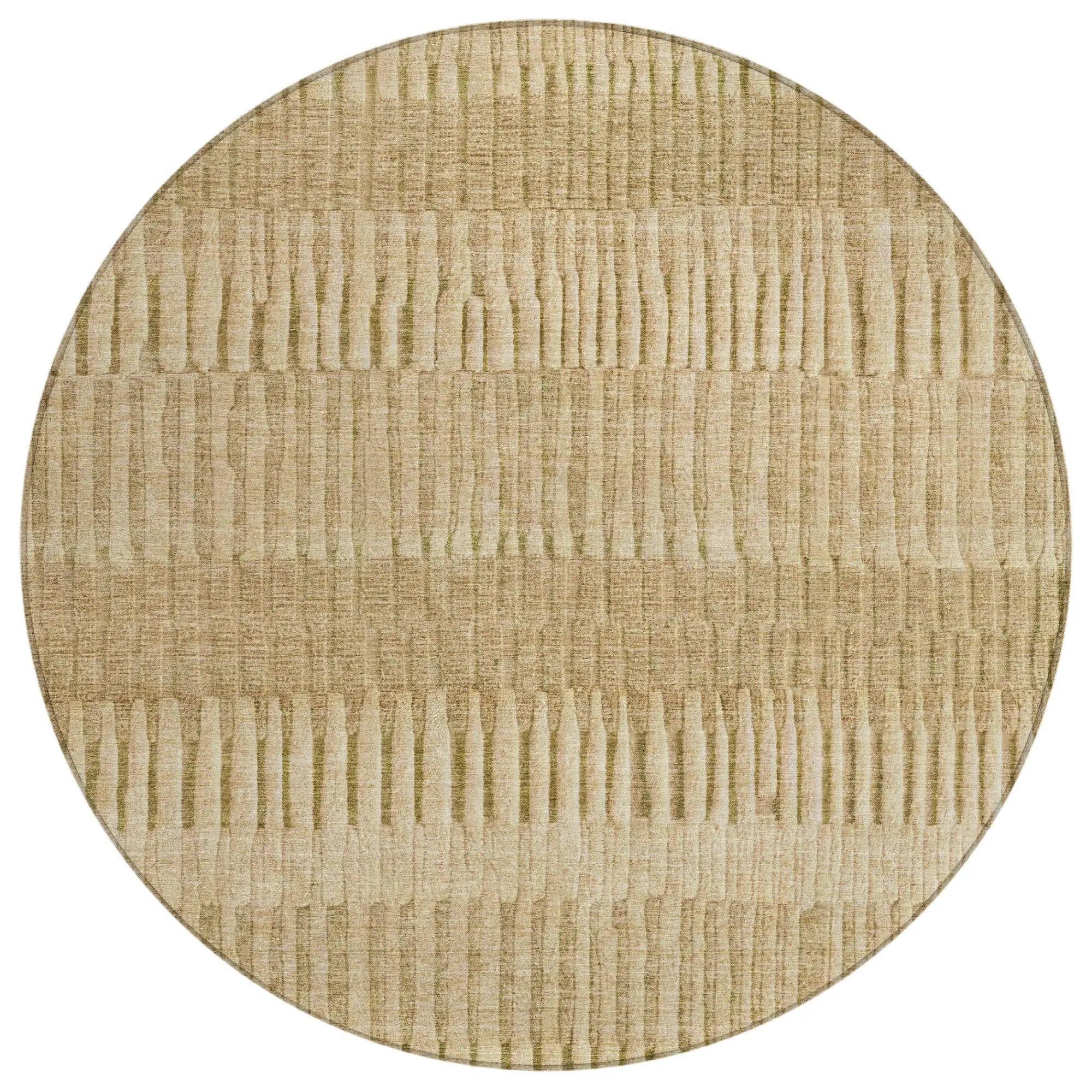 8' Copper And Orange Round Striped Washable Indoor Outdoor Area Rug Homeroots Outdoor