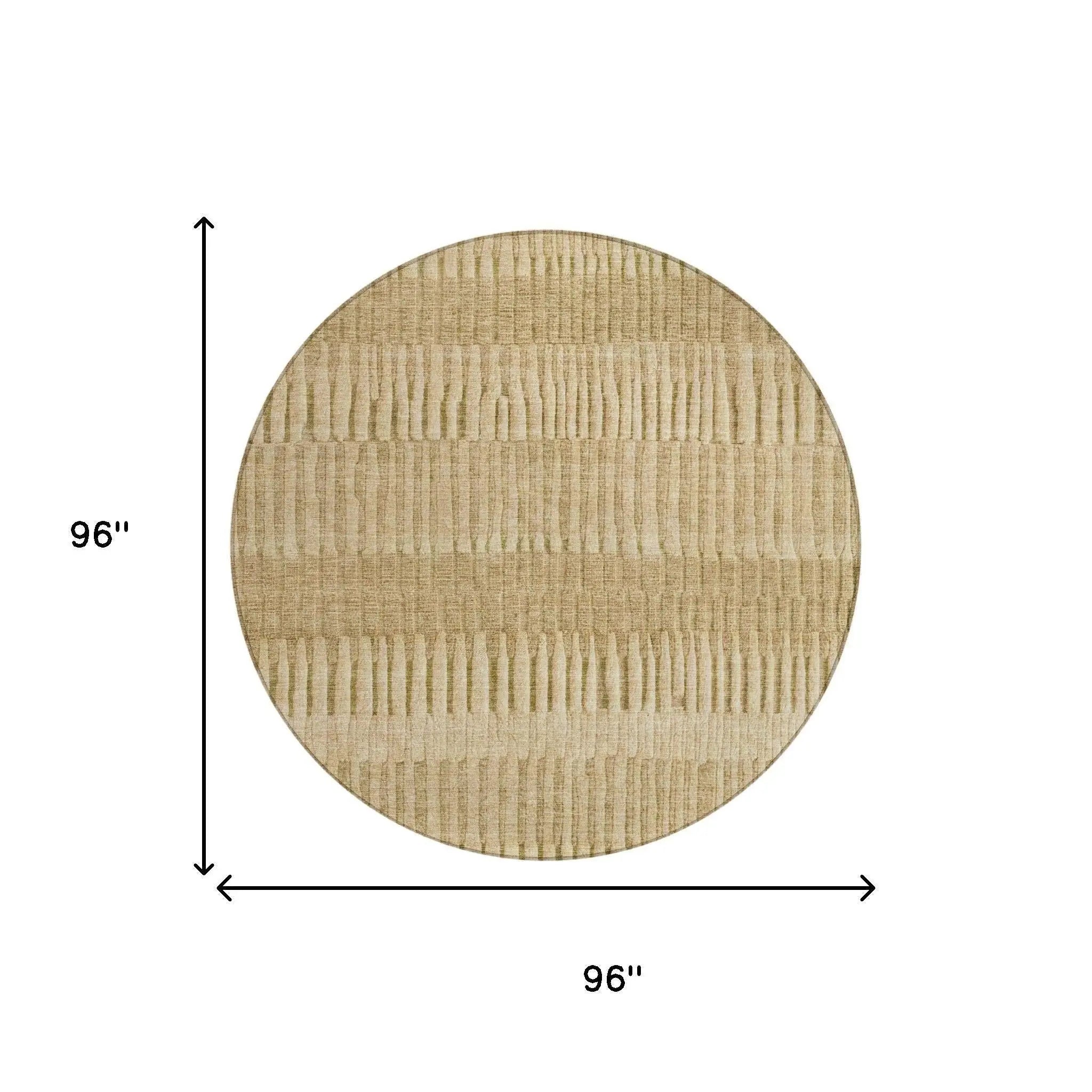 8' Copper And Orange Round Striped Washable Indoor Outdoor Area Rug Homeroots Outdoor