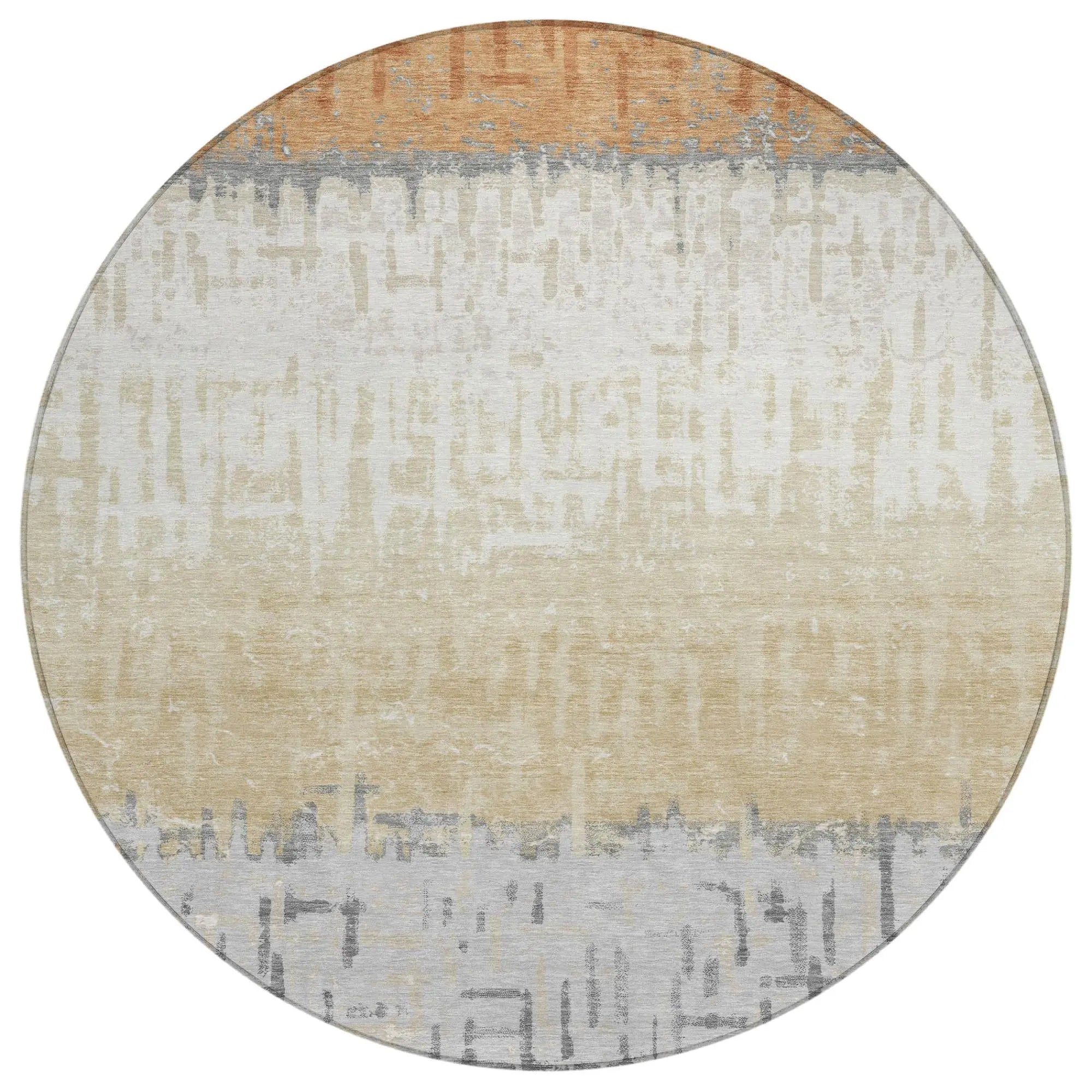 8' Copper And Orange Round Striped Washable Indoor Outdoor Area Rug Homeroots Outdoor