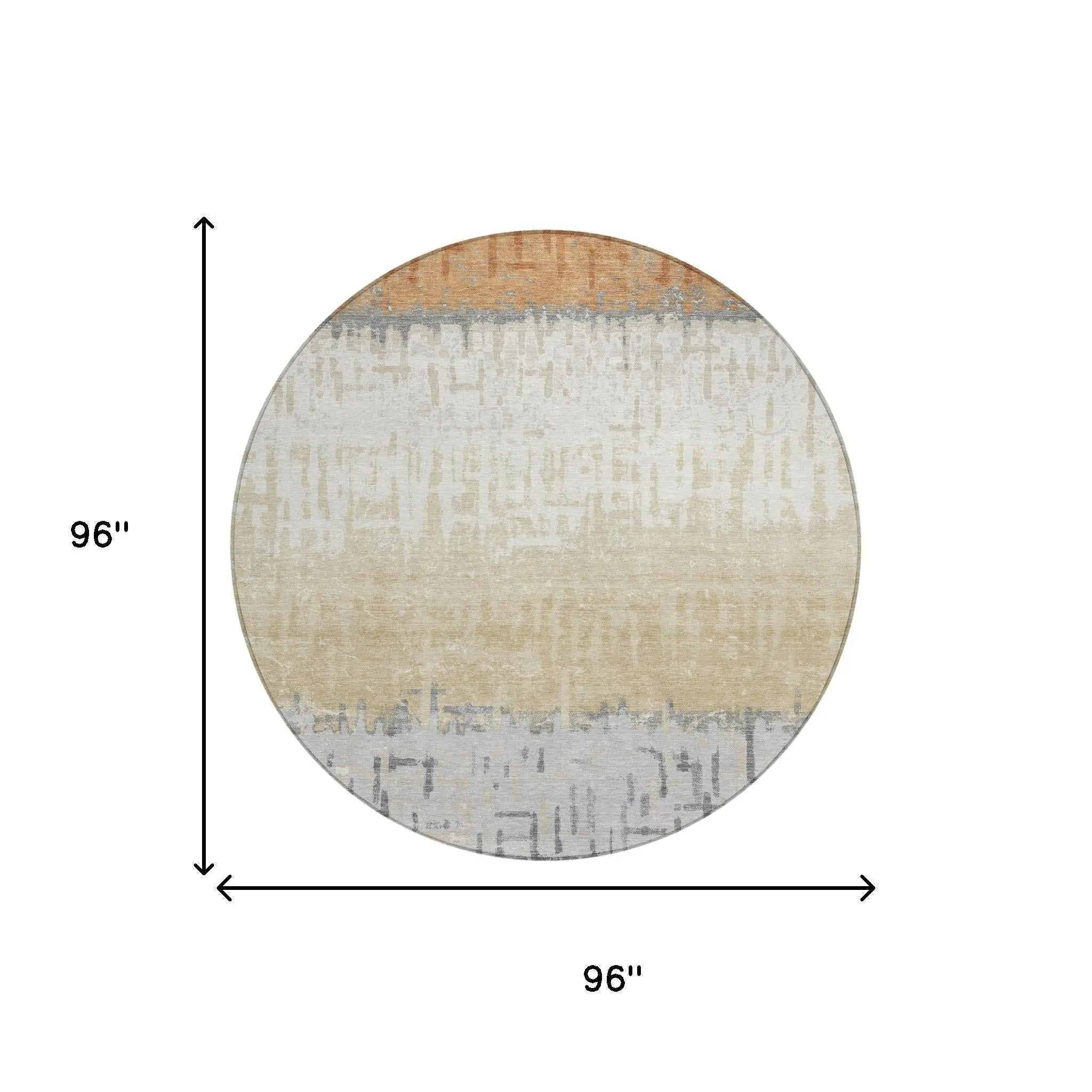 8' Copper And Orange Round Striped Washable Indoor Outdoor Area Rug Homeroots Outdoor
