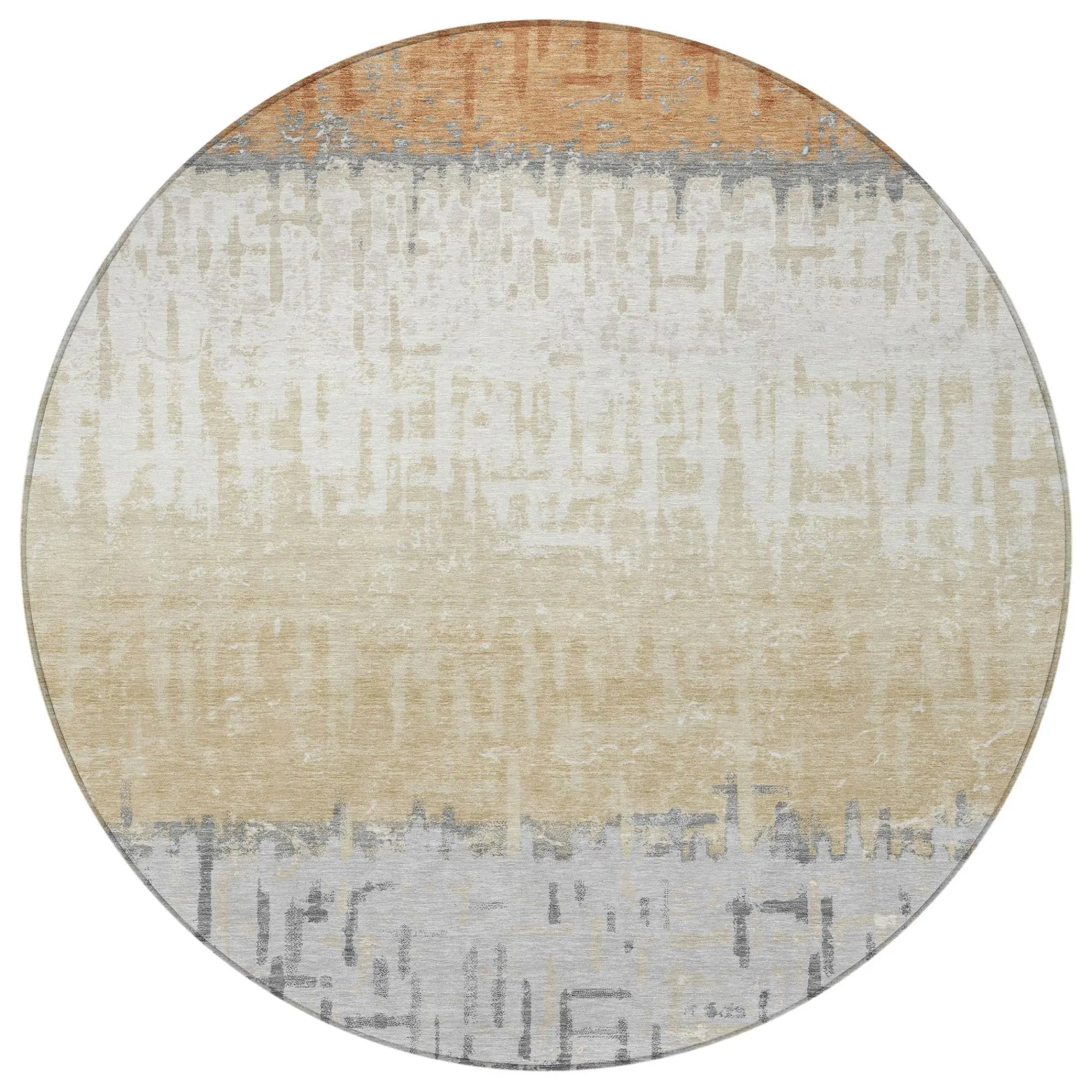 8' Copper And Orange Round Striped Washable Indoor Outdoor Area Rug Homeroots Outdoor