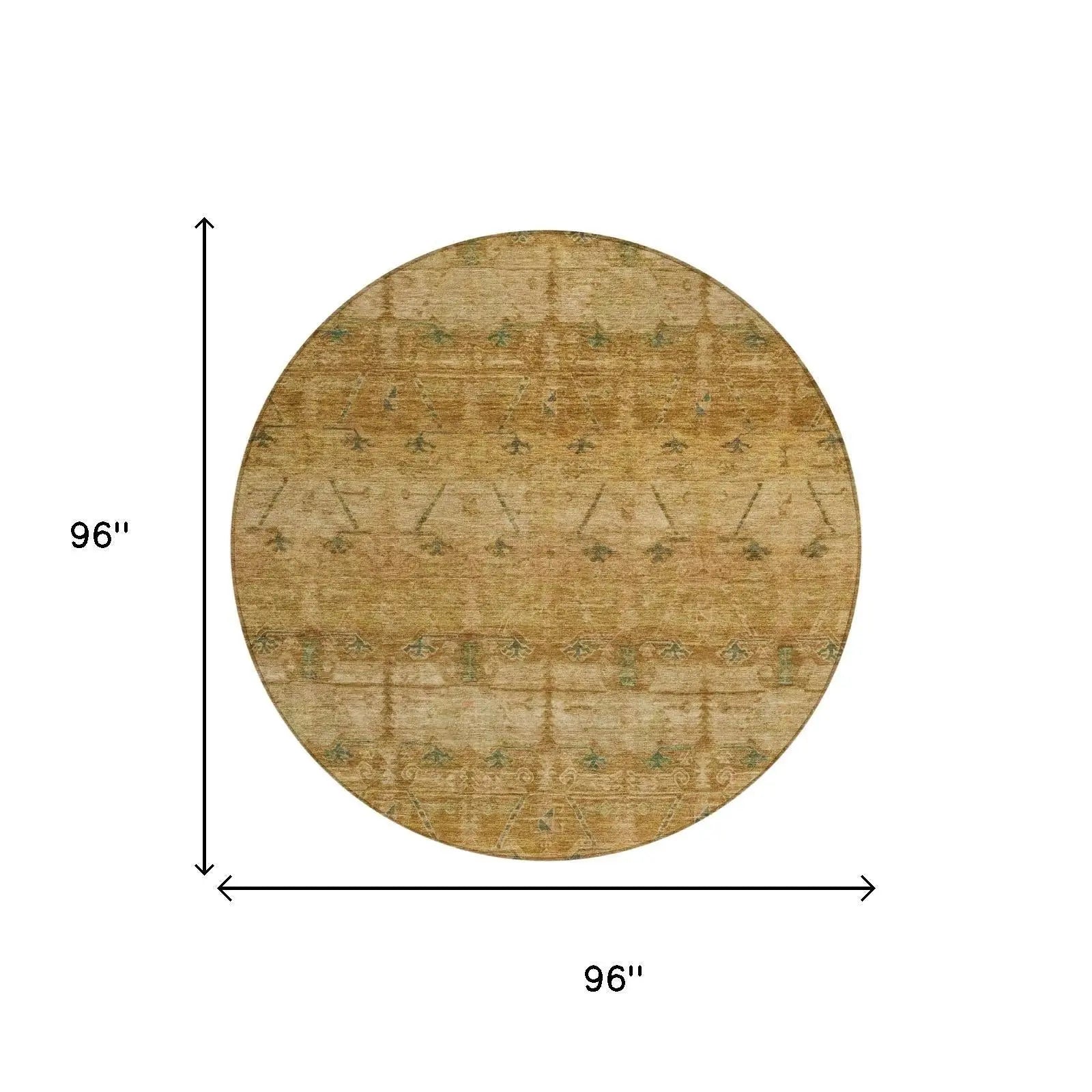 8' Copper And Orange Round Tribal Washable Indoor Outdoor Area Rug Homeroots Outdoor