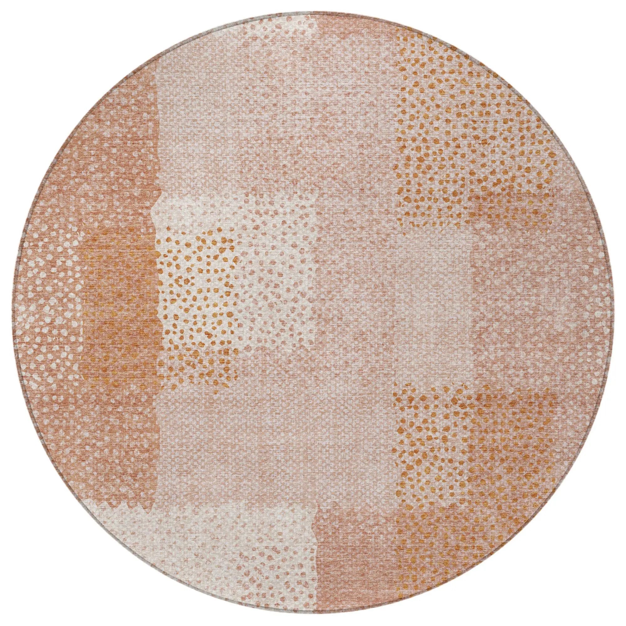 8' Coral And Orange Round Abstract Washable Indoor Outdoor Area Rug Homeroots Outdoor