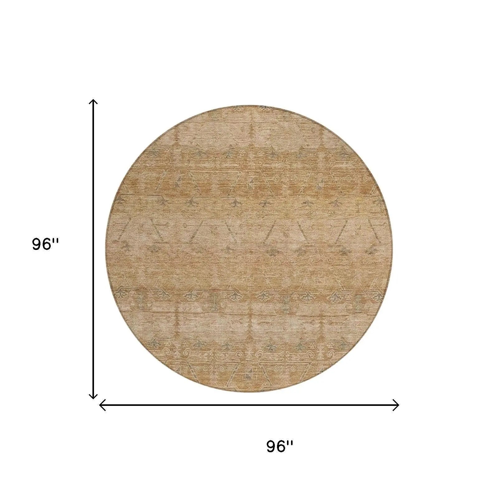 8' Coral And Orange Round Tribal Washable Indoor Outdoor Area Rug Homeroots Outdoor