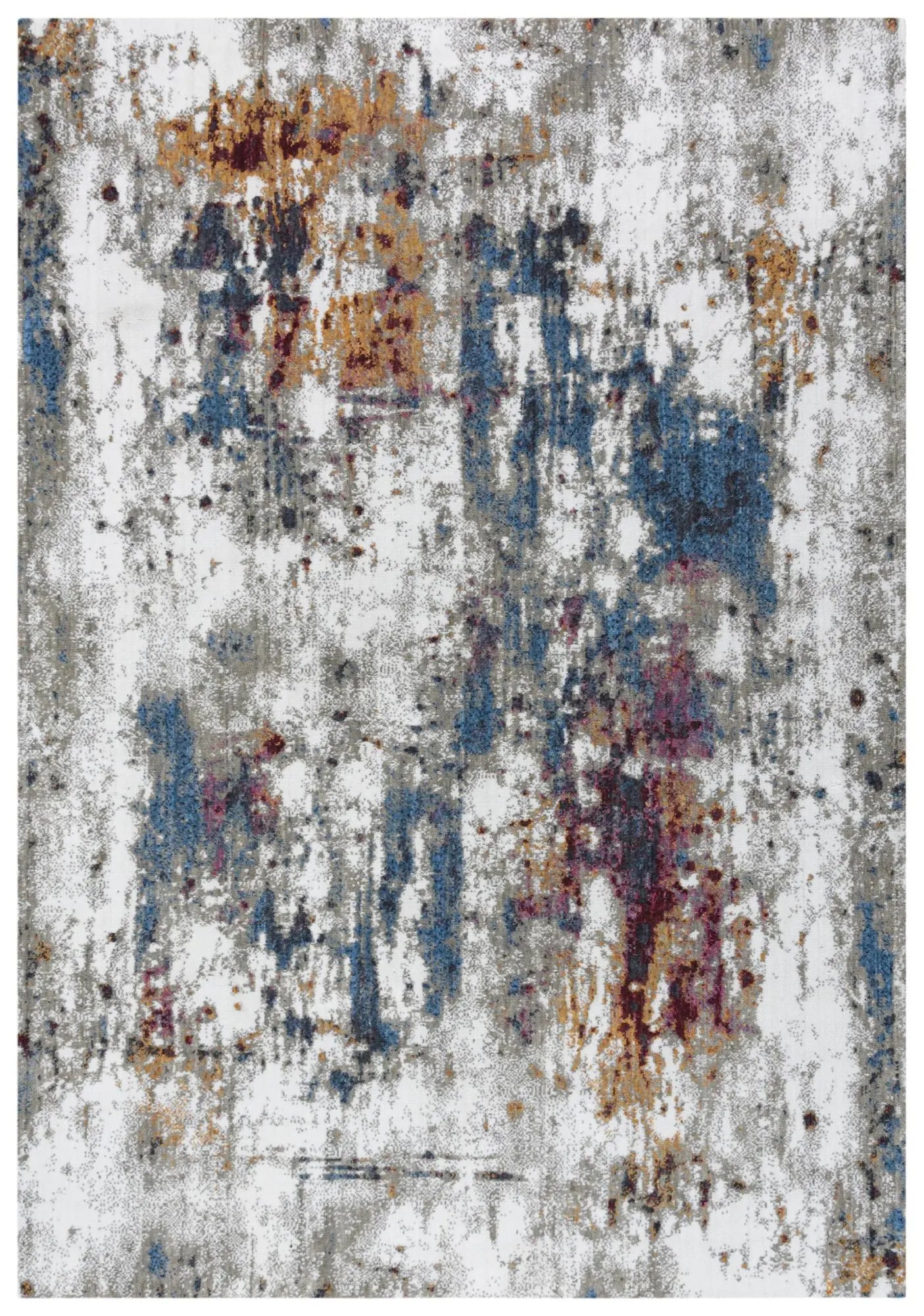 8' Cream And Blue Abstract Hand Carved Handmade Area Rug Homeroots Home Decor