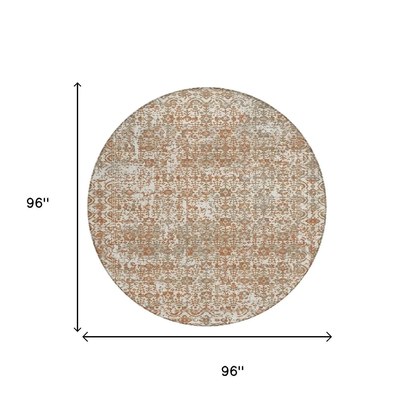 8' Cream And Ivory Round Abstract Washable Indoor Outdoor Area Rug Homeroots Outdoor
