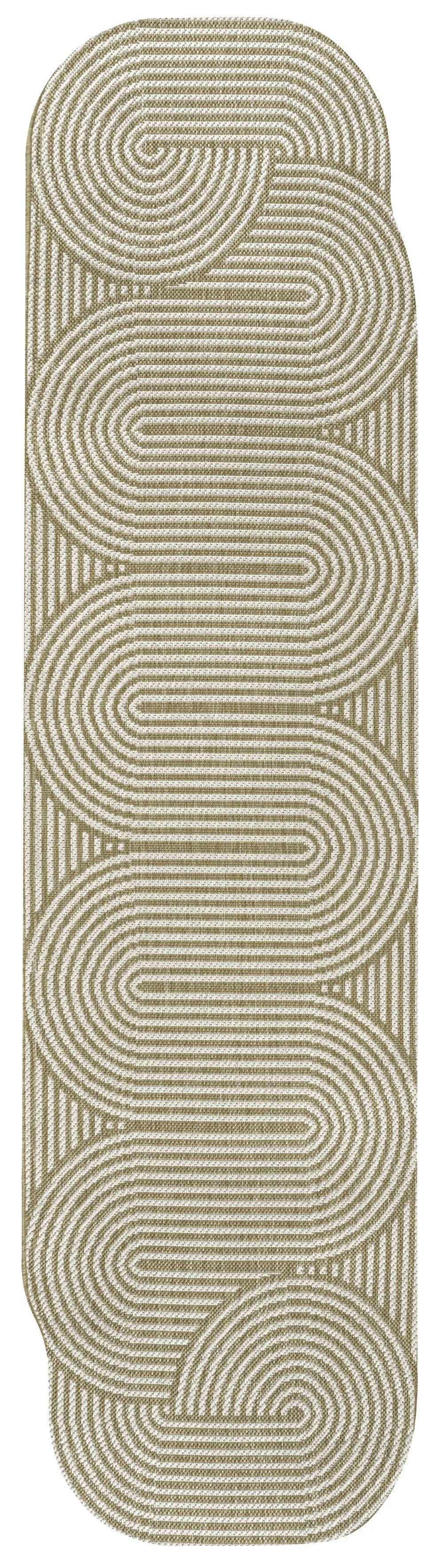 8' Cream And Natural Abstract Indoor Outdoor Runner Rug Homeroots Outdoor