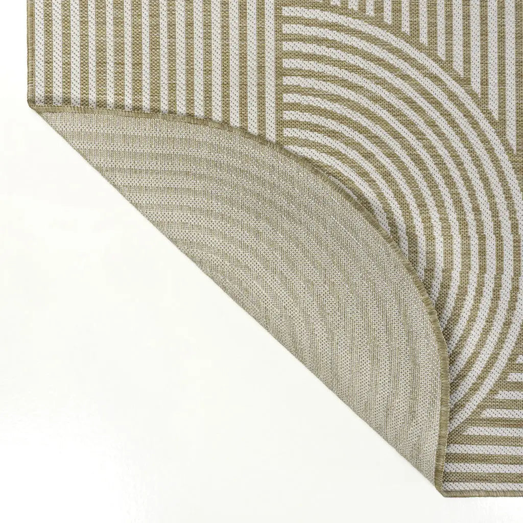 8' Cream And Natural Abstract Indoor Outdoor Runner Rug Homeroots Outdoor