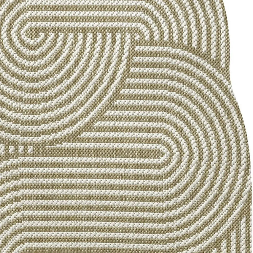 8' Cream And Natural Abstract Indoor Outdoor Runner Rug Homeroots Outdoor