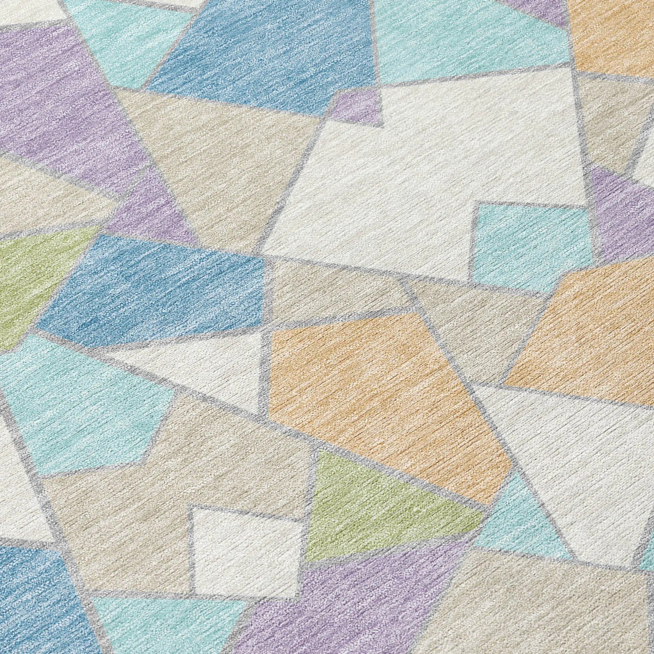 8' Cream And Teal Blue Round Geometric Washable Indoor Outdoor Area Rug Homeroots Outdoor