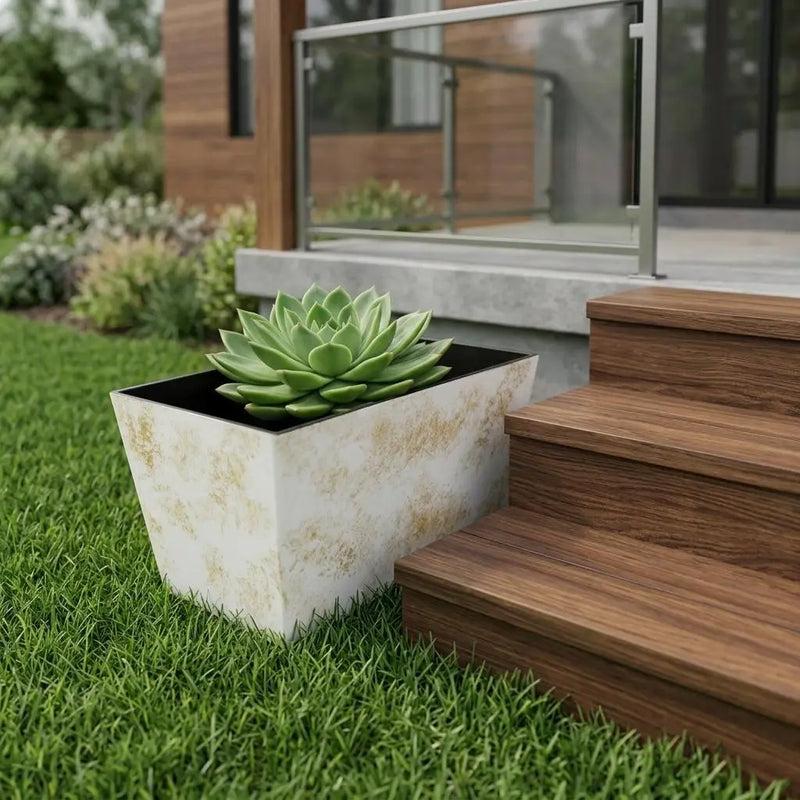 8" Cream Recycled Plastic Indoor Outdoor Rectangular Planter Box Homeroots Outdoor