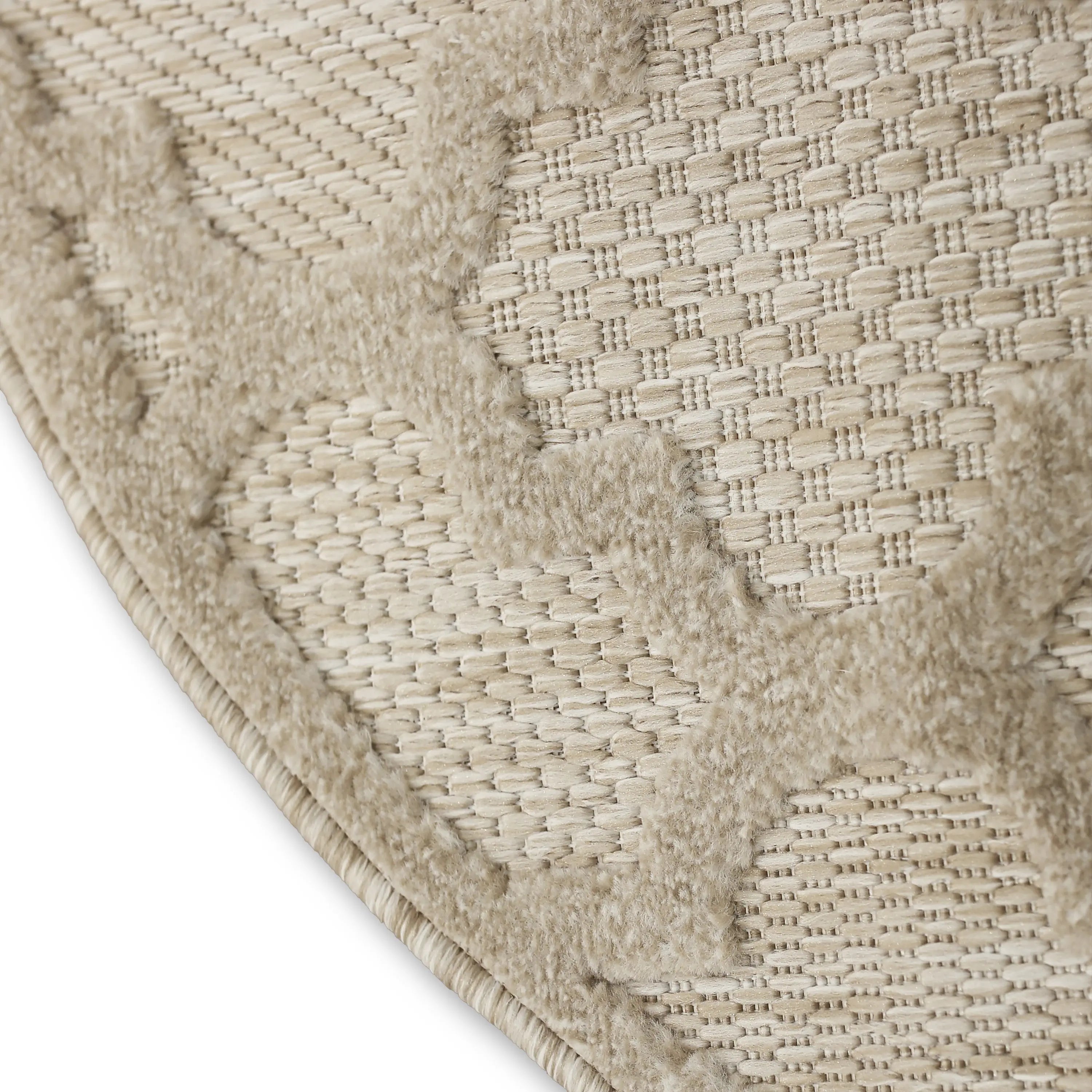 8' Cream Round Geometric Indoor Outdoor Area Rug Homeroots Outdoor
