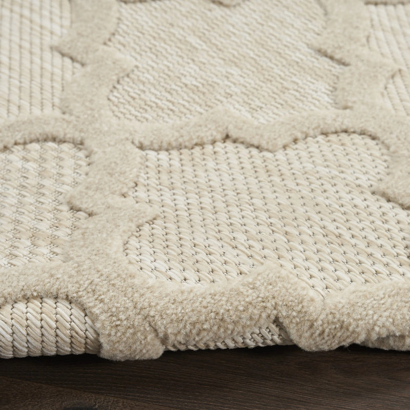 8' Cream Round Geometric Indoor Outdoor Area Rug Homeroots Outdoor