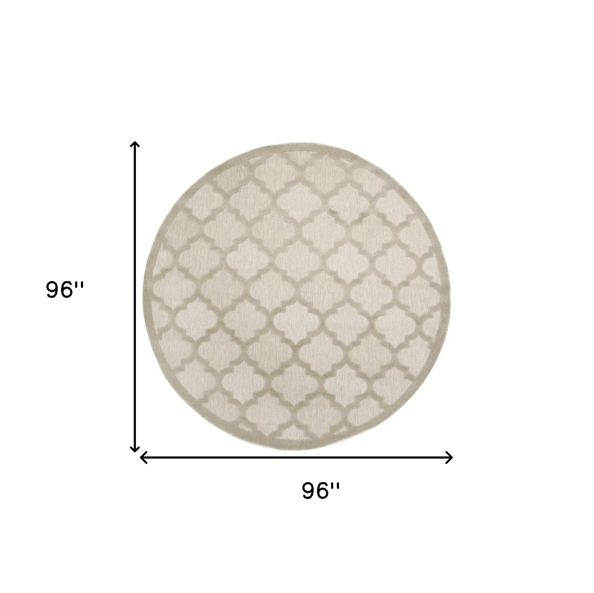 8' Cream Round Geometric Indoor Outdoor Area Rug Homeroots Outdoor