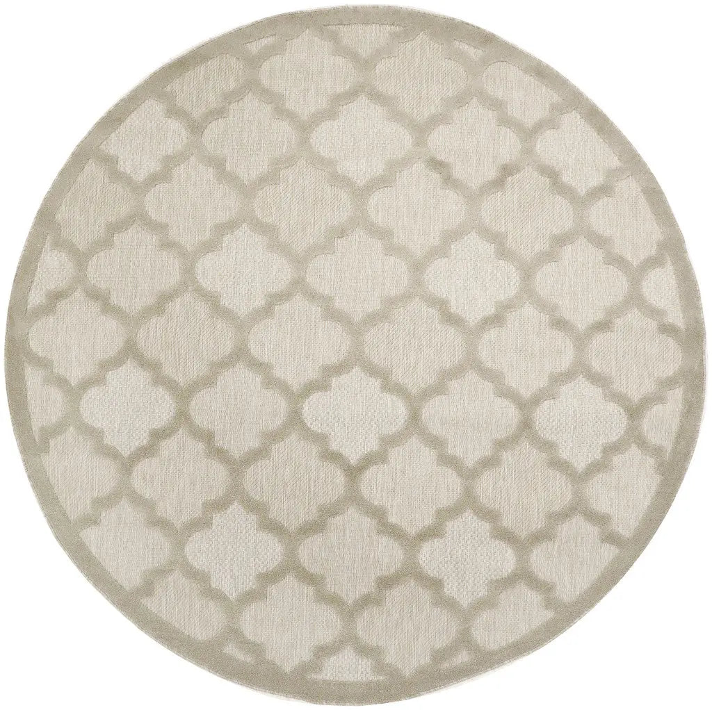 8' Cream Round Geometric Indoor Outdoor Area Rug Homeroots Outdoor
