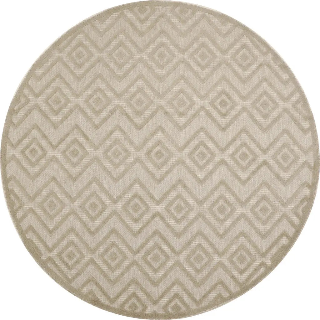 8' Cream Round Geometric Indoor Outdoor Area Rug Homeroots Outdoor