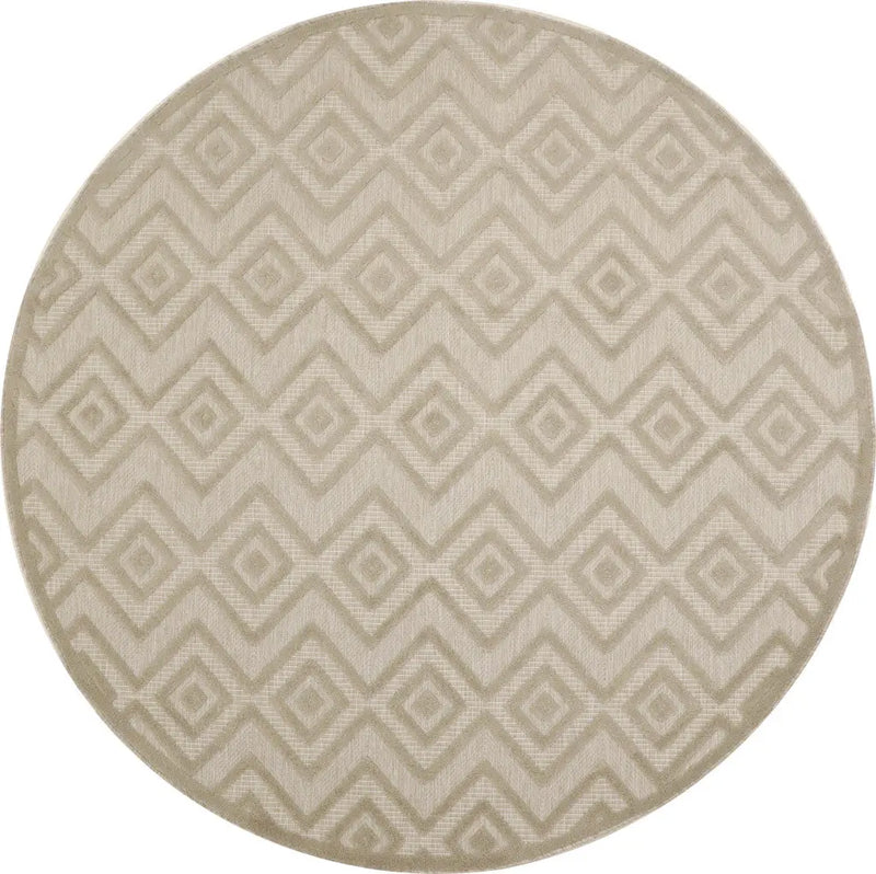8' Cream Round Geometric Indoor Outdoor Area Rug Homeroots Outdoor