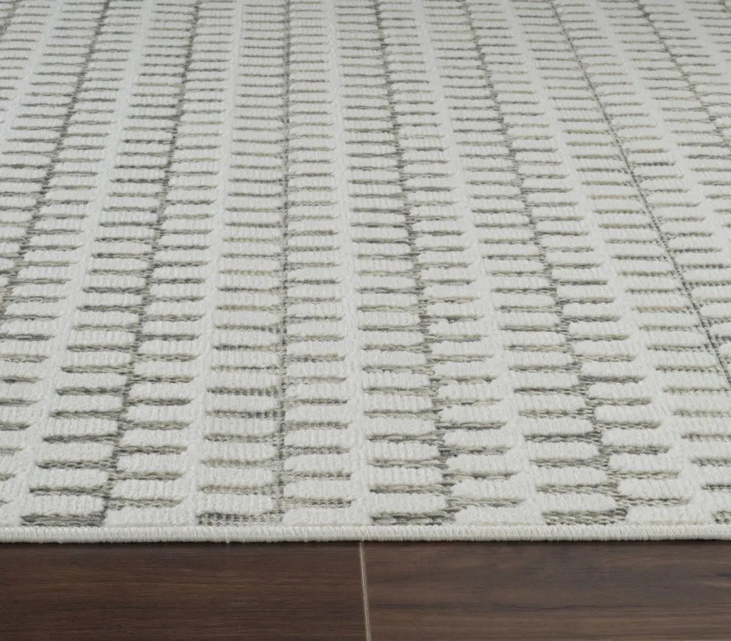 8' Cream and Beige Geometric Distressed Indoor Outdoor Runner Rug Homeroots Outdoor