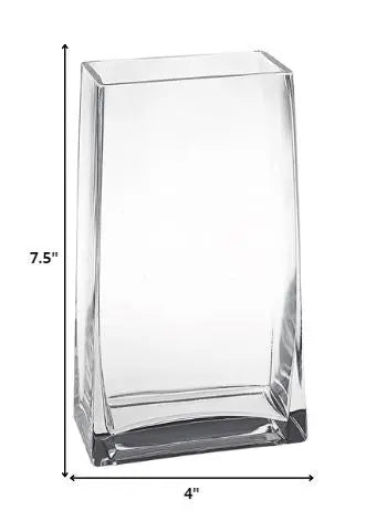8" Crystal Glass Clear Rectangle Table Vase Homeroots Home Decor