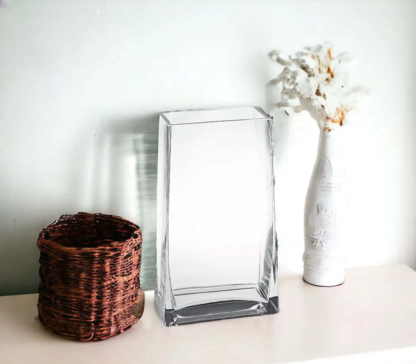 8" Crystal Glass Clear Rectangle Table Vase Homeroots Home Decor
