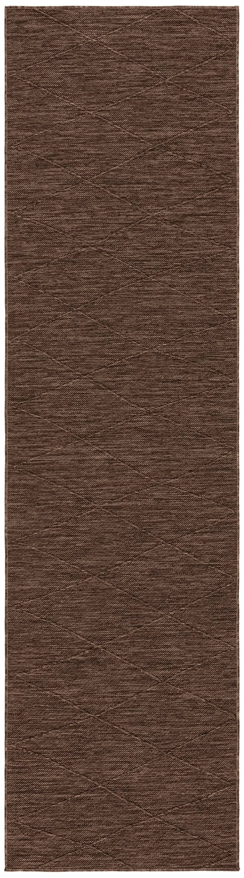 8' Dark Brown And Brown Geometric Indoor Outdoor Runner Rug Homeroots Outdoor