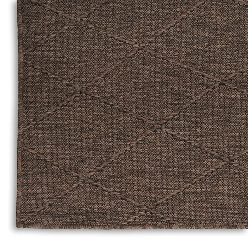 8' Dark Brown And Brown Geometric Indoor Outdoor Runner Rug Homeroots Outdoor