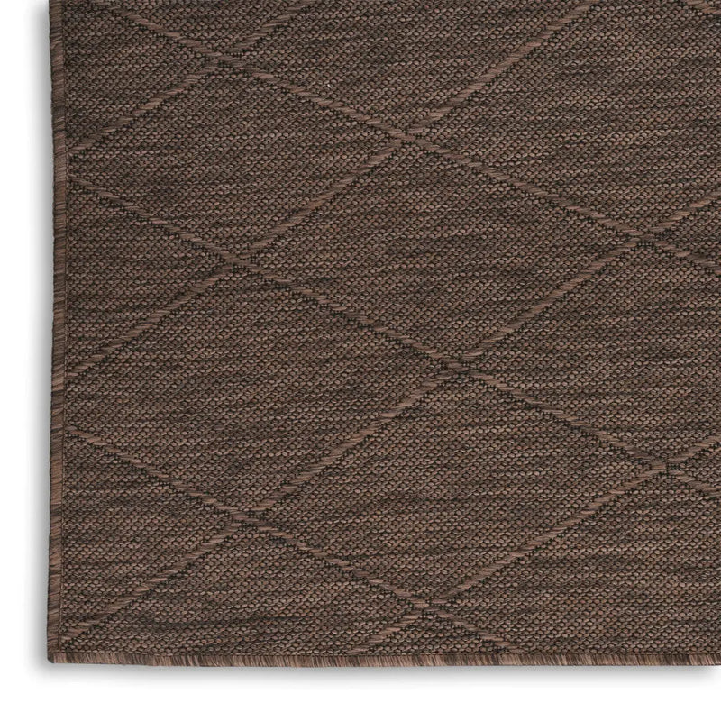 8' Dark Brown And Brown Geometric Indoor Outdoor Runner Rug Homeroots Outdoor