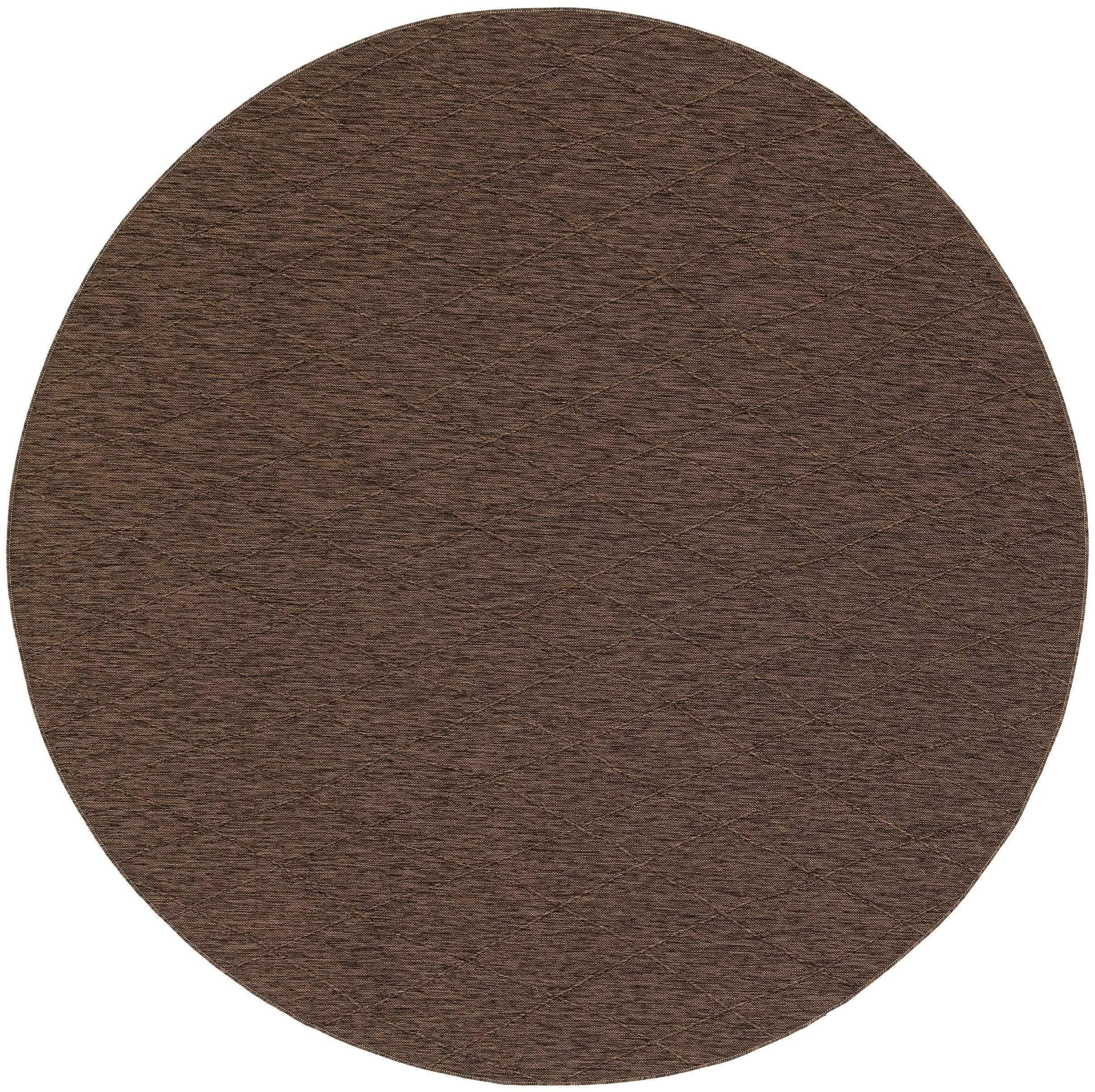 8' Dark Brown And Brown Round Geometric Indoor Outdoor Area Rug Homeroots Outdoor