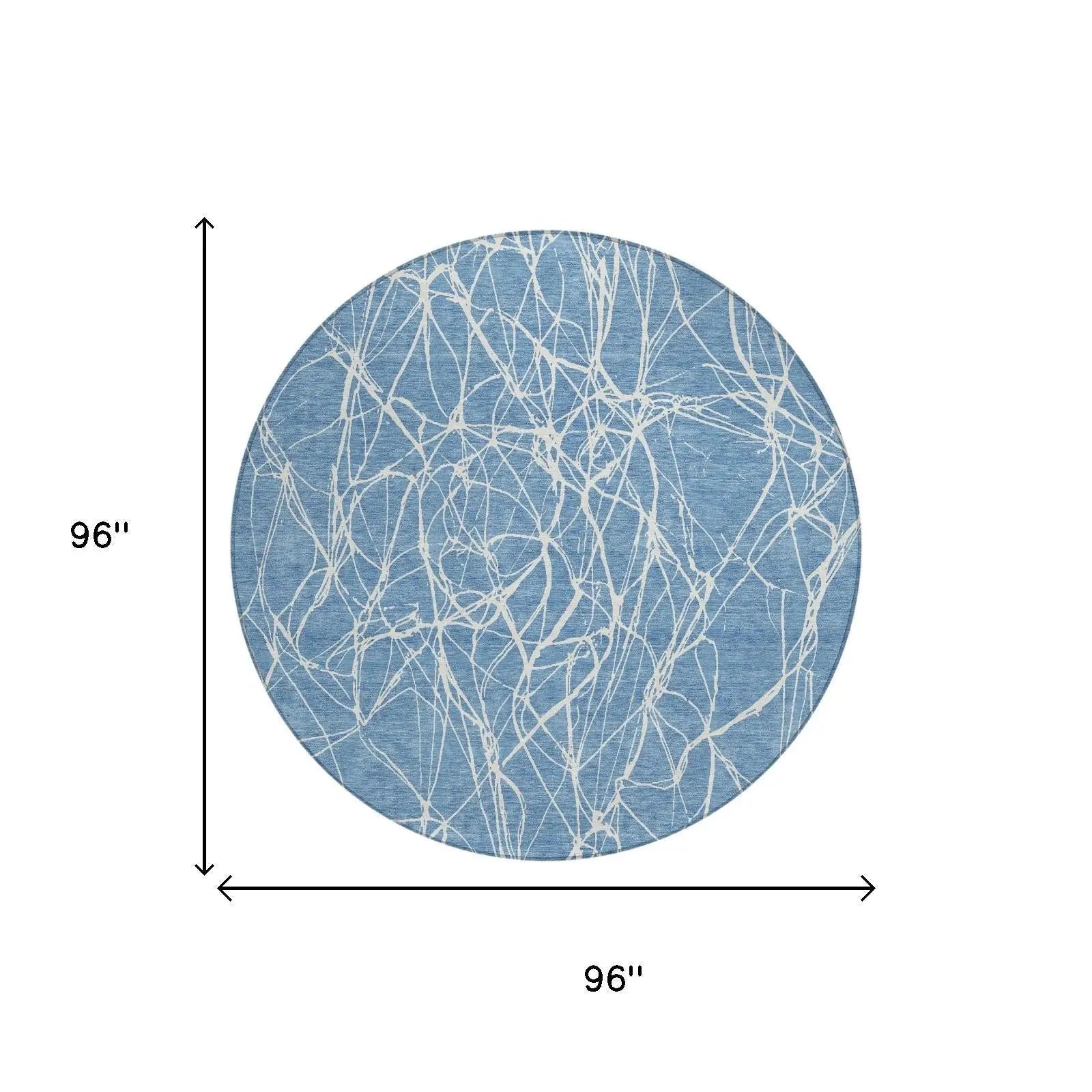 8' Denim Blue And Blue Round Abstract Washable Indoor Outdoor Area Rug Homeroots Outdoor