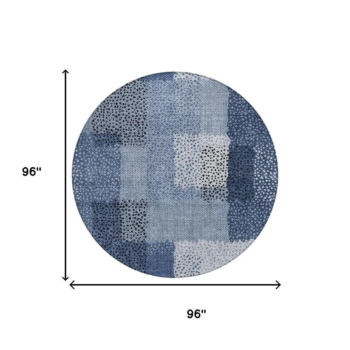 8' Denim Blue And Blue Round Abstract Washable Indoor Outdoor Area Rug Homeroots Outdoor
