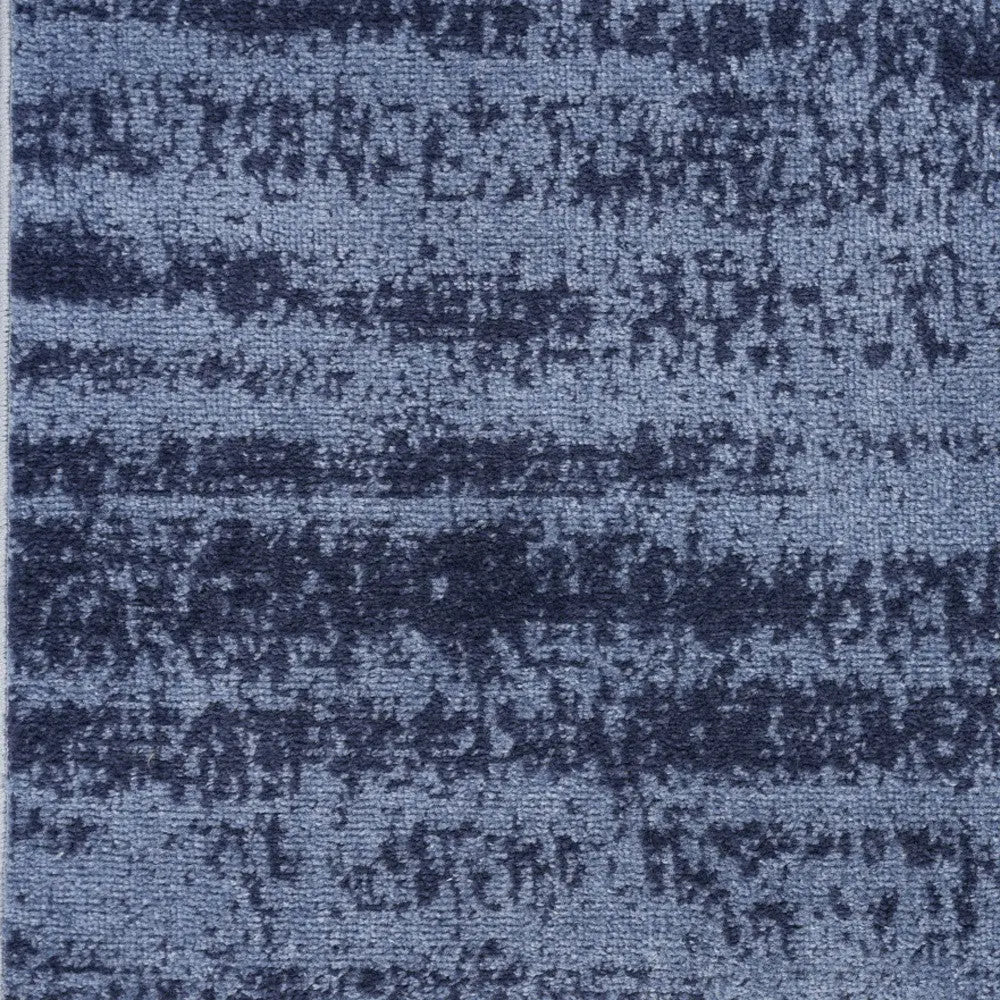 8' Denim Blue And Navy Blue Abstract Indoor Outdoor Runner Rug Homeroots Outdoor